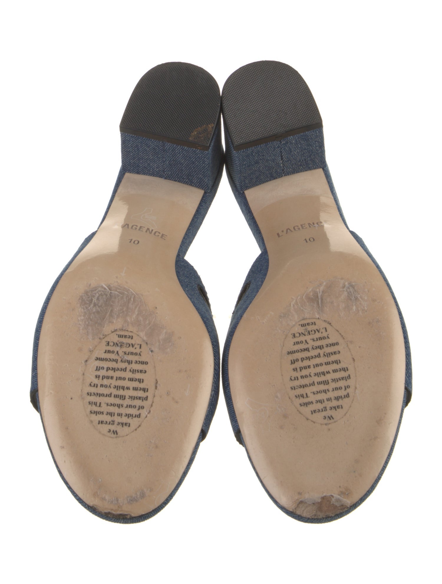 L'Agence Denim Embroidered Accent Slides